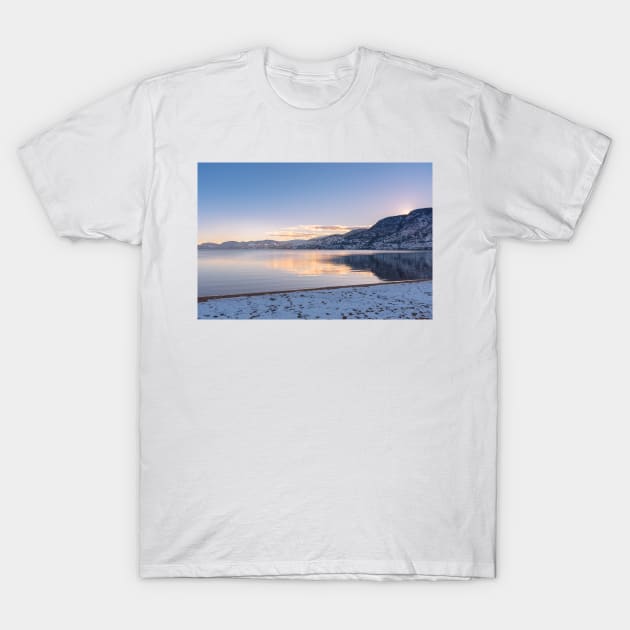 Mountain Lake Winter Sunset Landscape Okanagan Valley T-Shirt by Amy-K-Mitchell